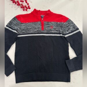 Chaps Boy Red, Gray, and Black Zip Up Sweater